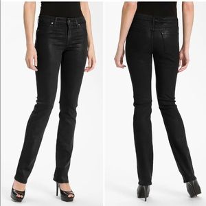 Faith' Wax Coated Straight Leg Stretch Jeans